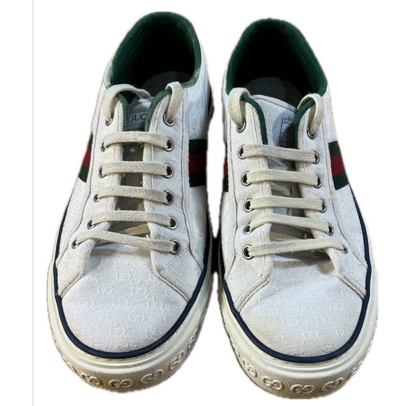 Gucci Men White Tennis Shoes 1977 Size10Price $180 - Picture 7 of 9